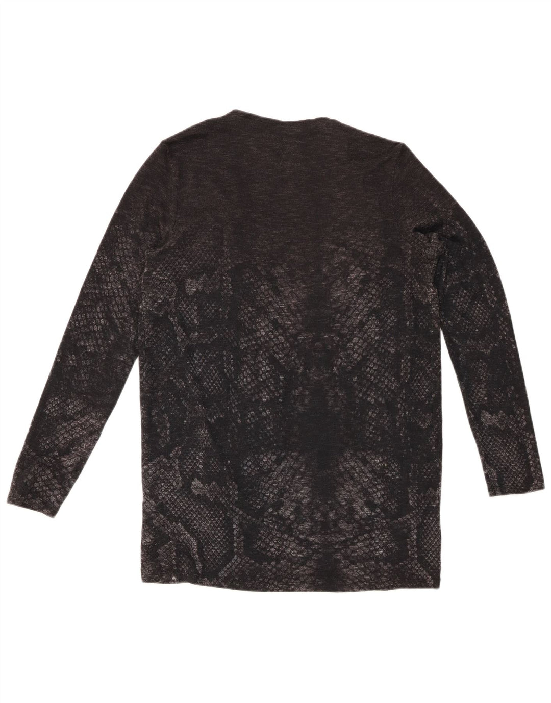 DESIGUAL suéter cardigã feminino aberto Reino Unido 12 cinza médio estampa animal