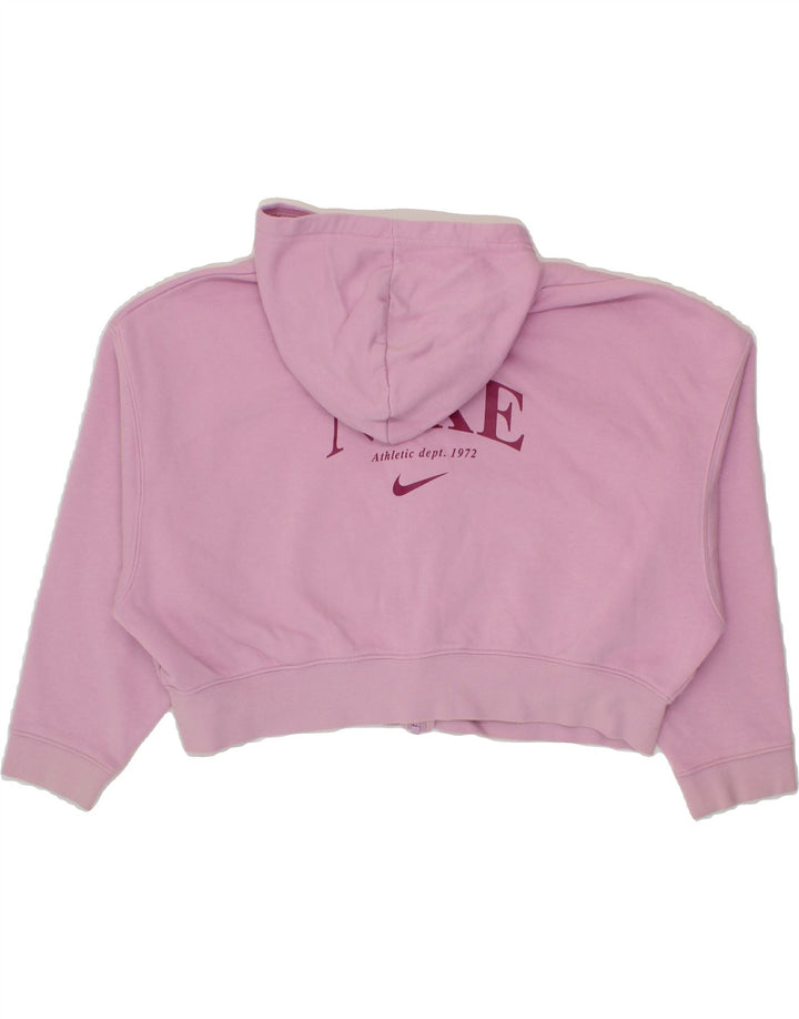 NIKE Girls Oversized Crop Zip Hoodie Sweater 10-11 Years Medium Purple Vintage Nike and Second-Hand Nike from Messina Hembry 