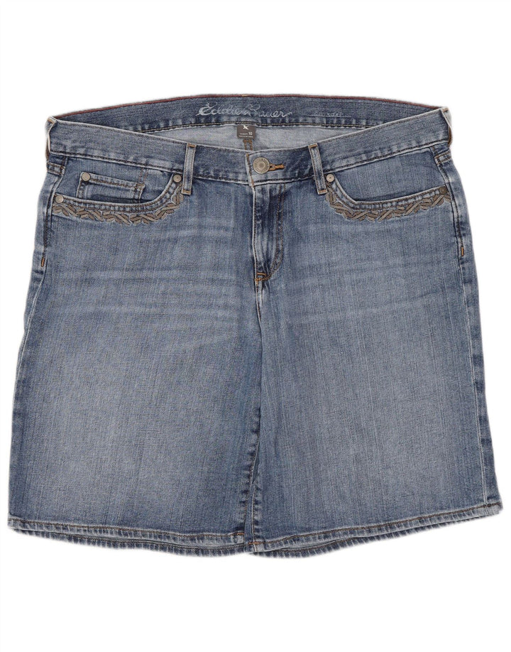 Shorts jeans feminino Eddie Bauer EUA 12 grande W34 algodão azul