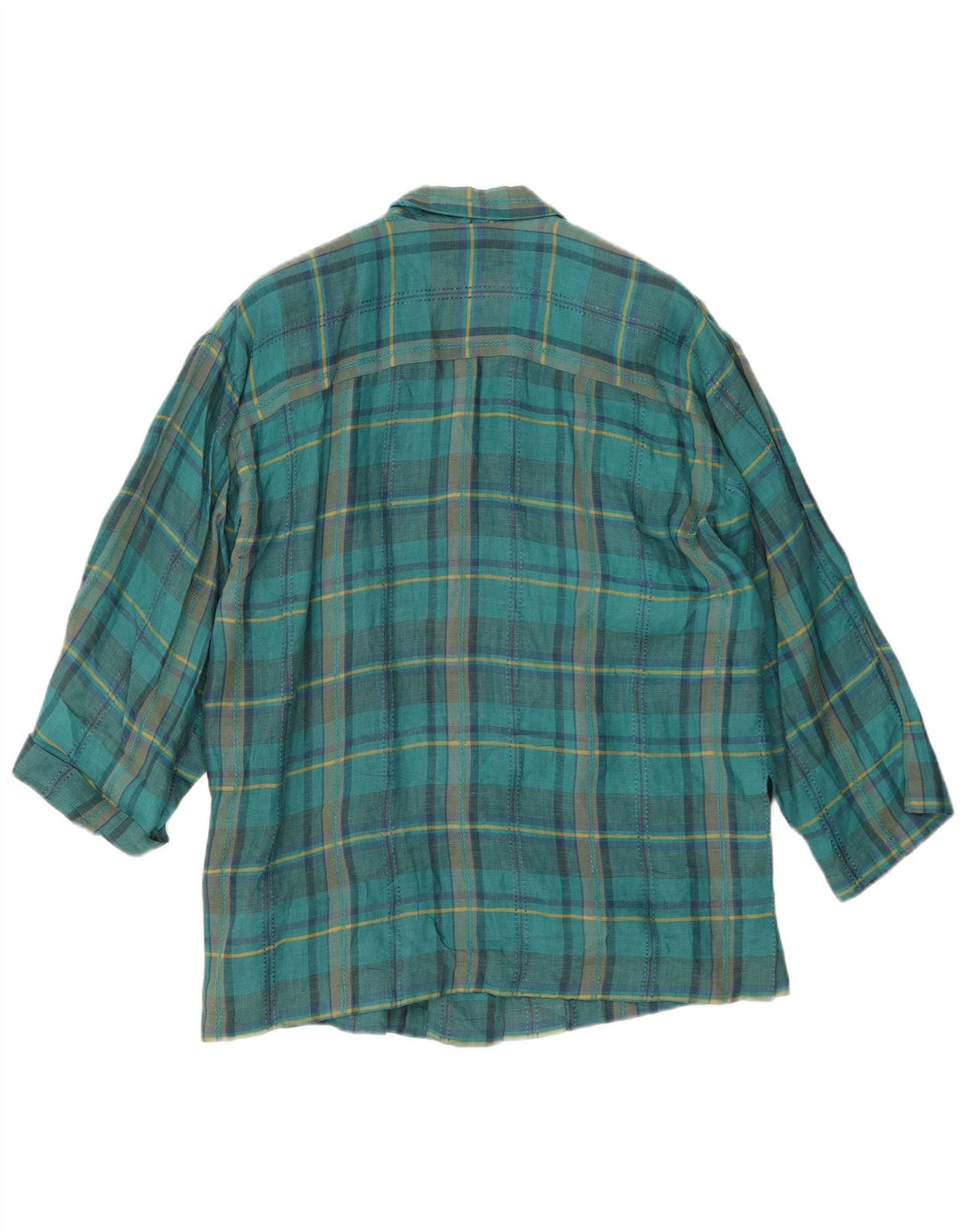 Jaqueta blazer feminina vintage com 3 botões EU 44 XL azul xadrez