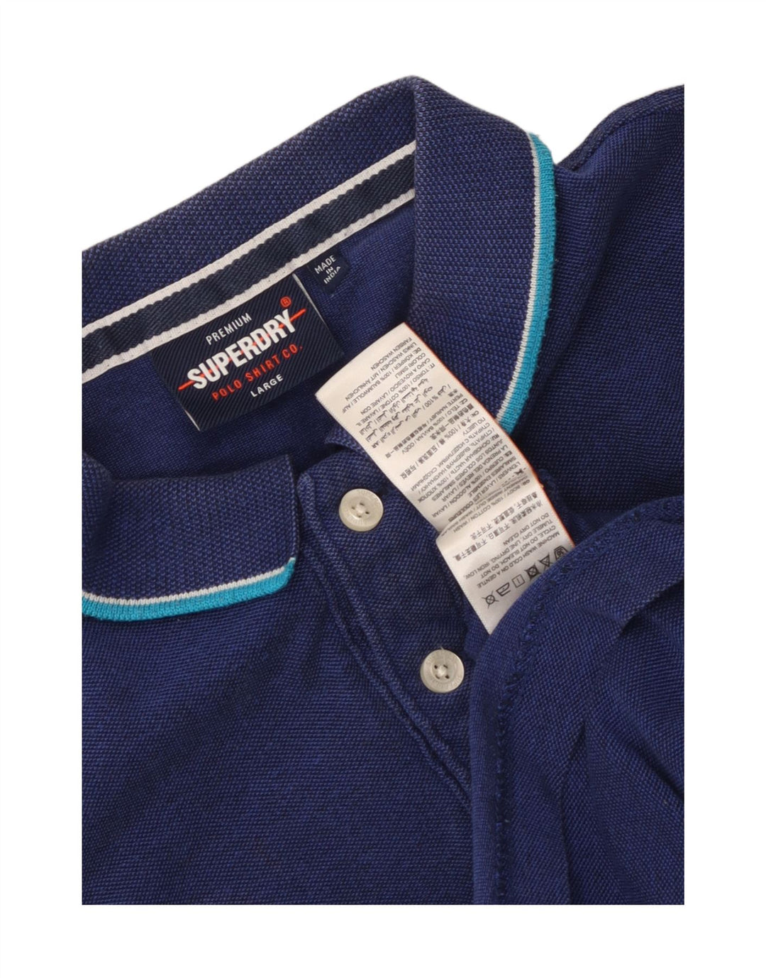 Camisa polo masculina Superdry grande algodão azul