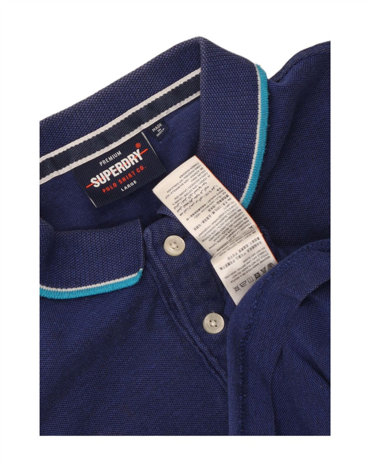 Camisa polo masculina Superdry grande algodão azul