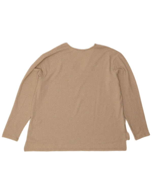Suéter feminino Zara com decote em V Reino Unido 16 grande poliéster bege