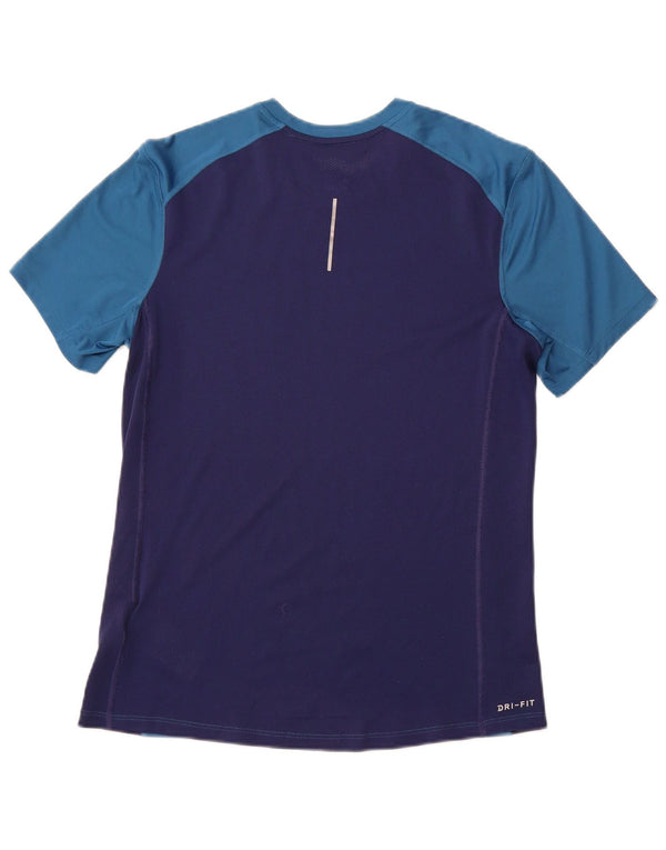 Camiseta masculina NIKE Dri Fit Top médio azul colorblock poliéster