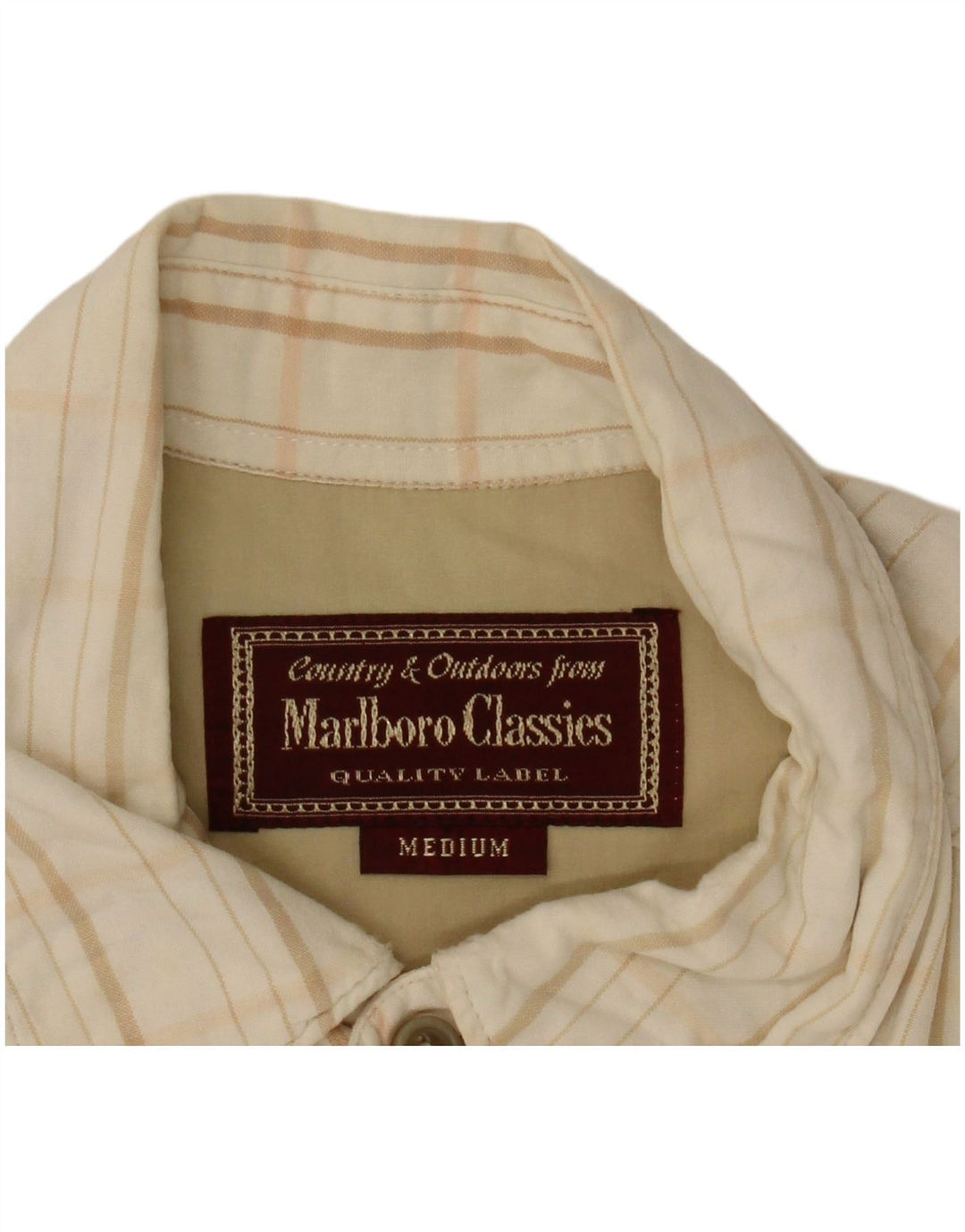 Camisa masculina Marlboro Classics xadrez bege médio
