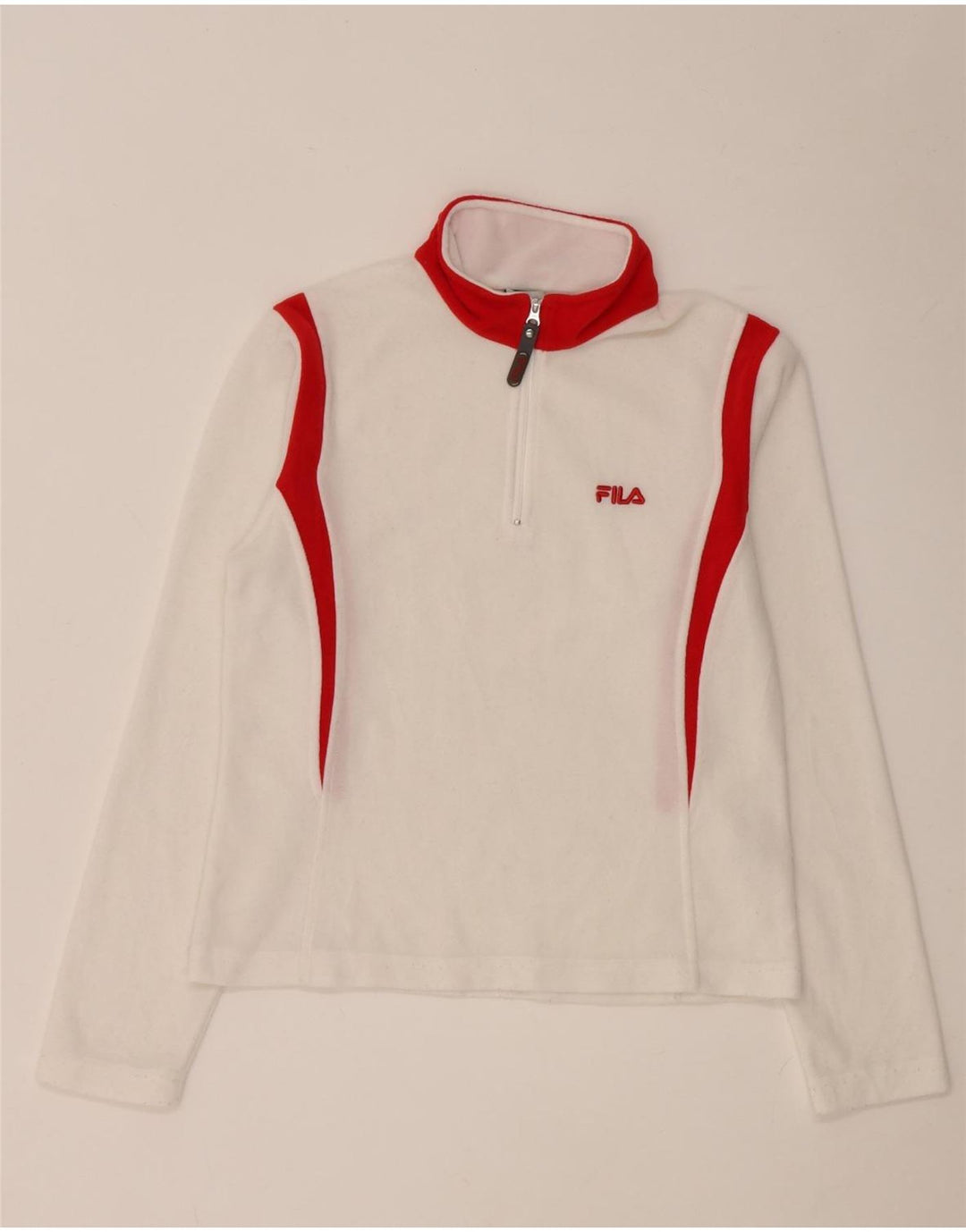 Fila Womens Zip Neck Top Manga Longa UK 8 Pequeno Colourblock Branco Poliéster