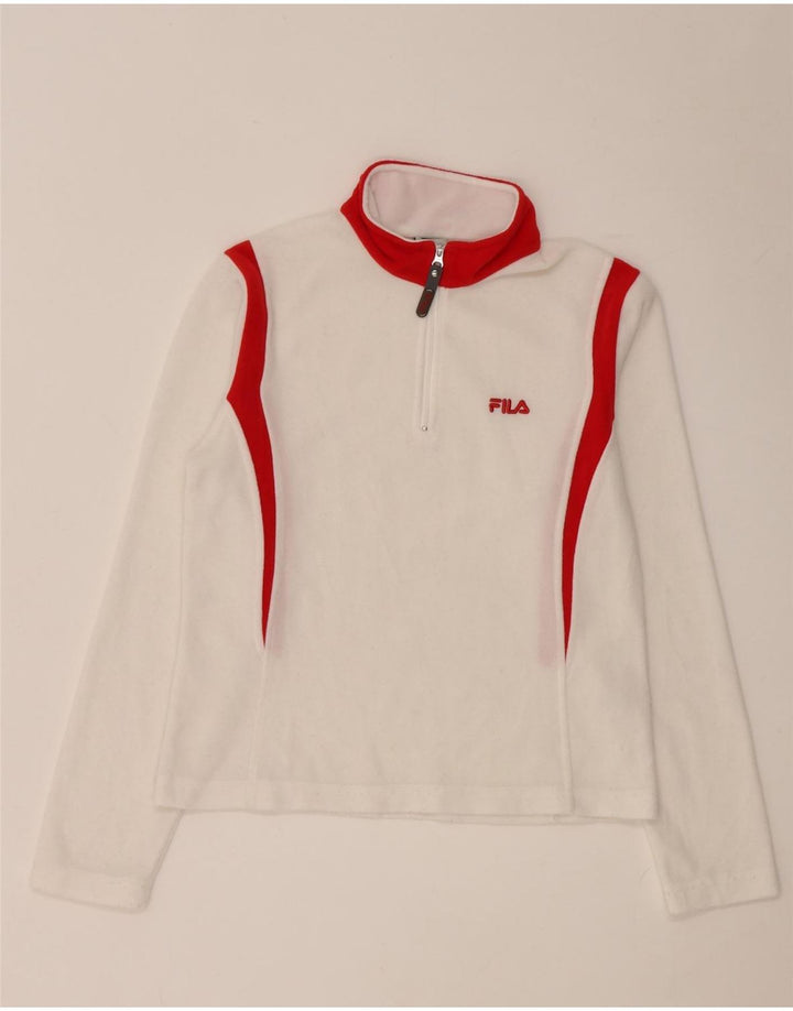 Fila Womens Zip Neck Top Manga Longa UK 8 Pequeno Colourblock Branco Poliéster