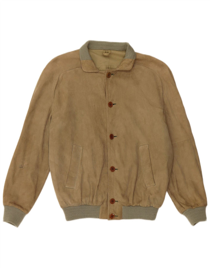 Jaqueta bomber masculina VINTAGE de camurça IT 48 bege médio