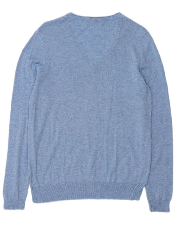 Suéter feminino Marks & Spencer com decote em V Reino Unido 14 azul médio