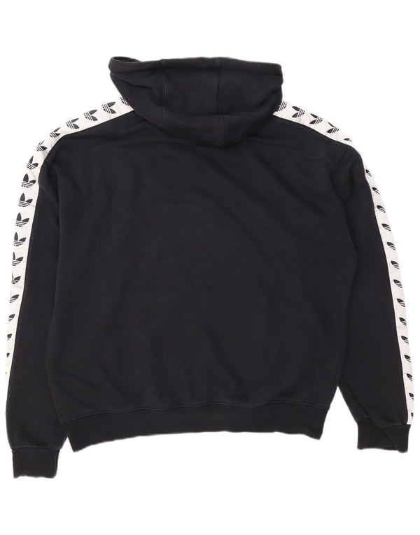 ADIDAS Mens Graphic Hoodie Jumper Médio Preto Colourblock Algodão