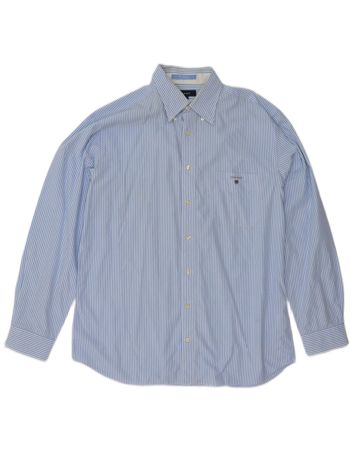 Camisa masculina Gant Regular Fit grande algodão listrado azul