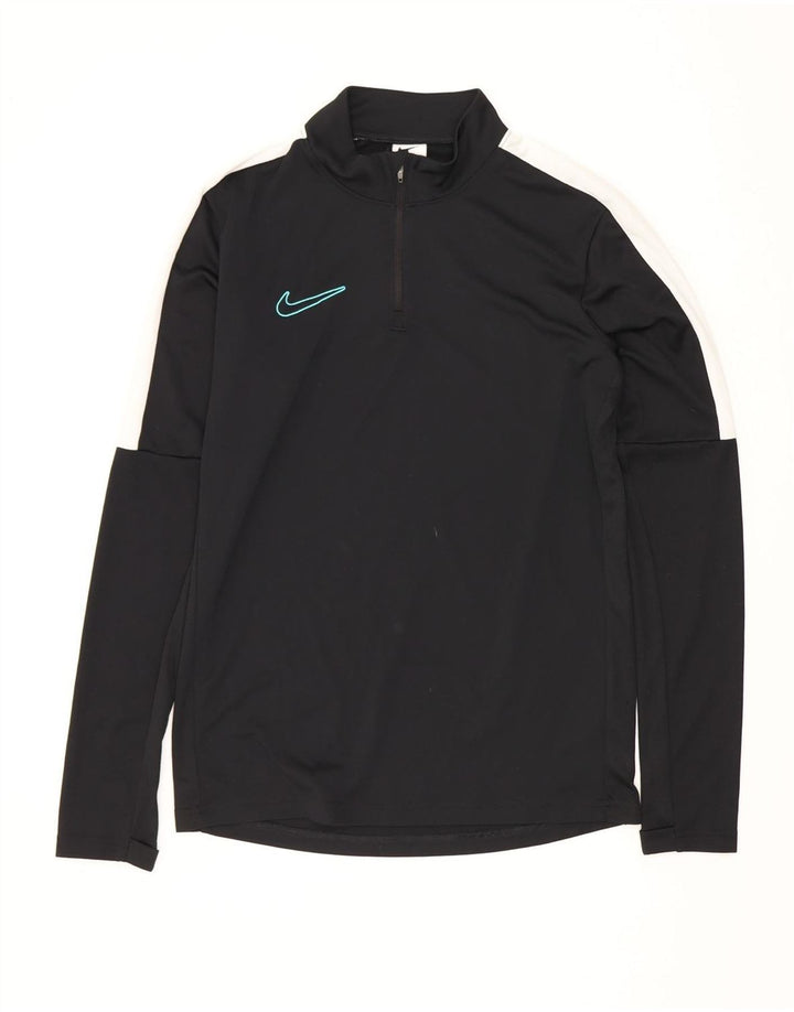 Nike Mens Dri Fit Zip Neck Top Manga Longa Pequeno Colorblock Preto