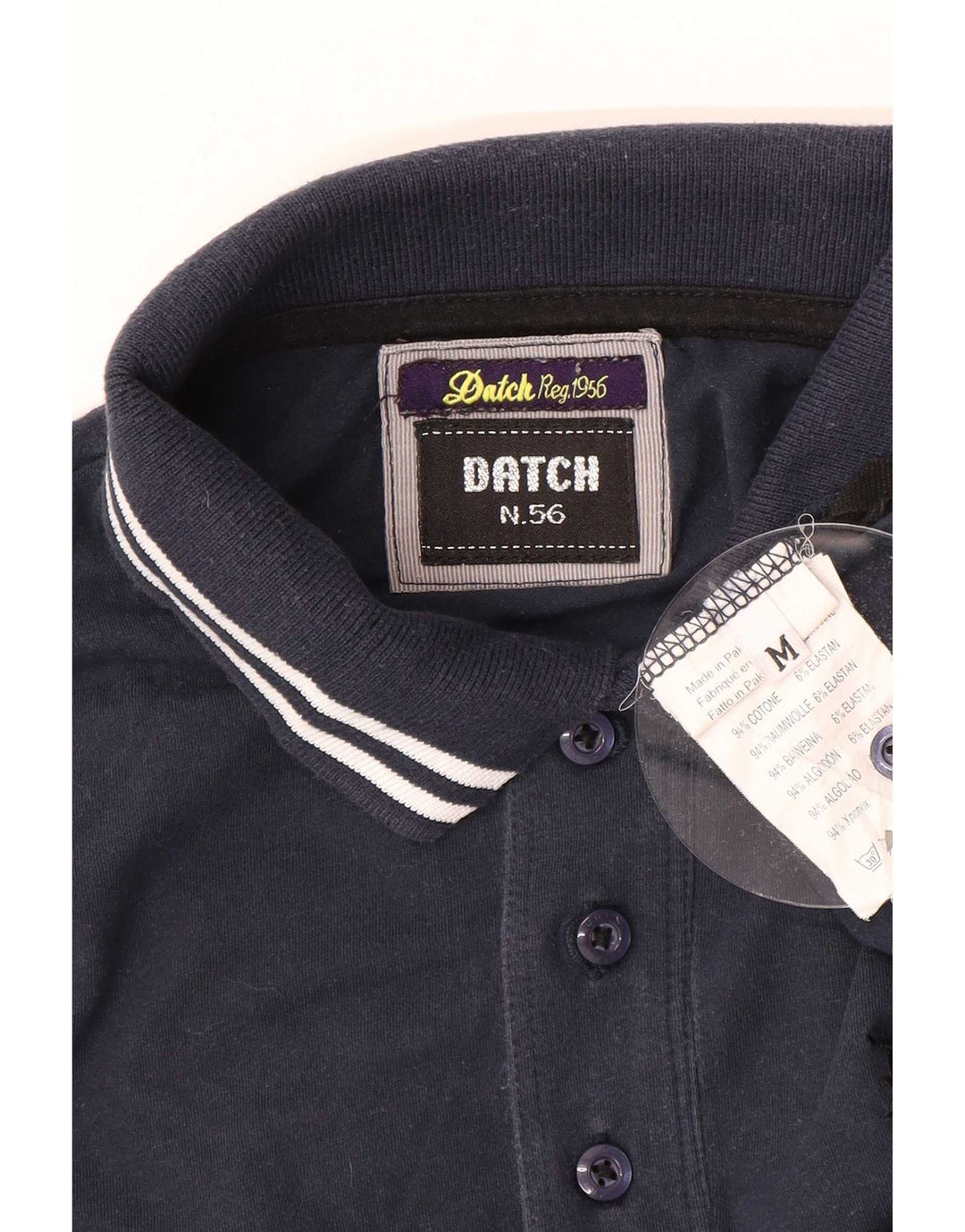 Camisa polo masculina de manga comprida Datch médio algodão azul marinho