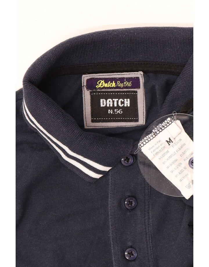 Camisa polo masculina de manga comprida Datch médio algodão azul marinho