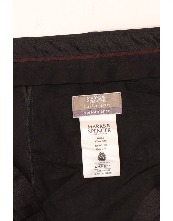 Calça masculina de terno reto Marks & Spencer tamanho 42 W42 L31 cinza