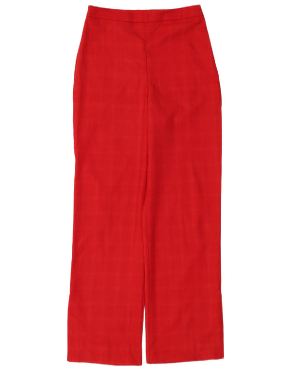 Calça feminina casual Topshop com corte solto Reino Unido 8 pequena W26 L31 xadrez vermelho