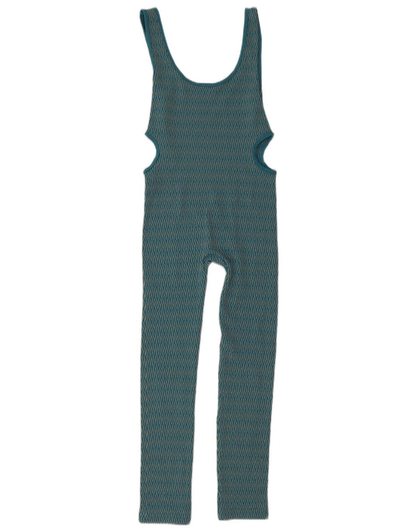 Macacão feminino sem mangas Zara UK 4 XS turquesa geométrico