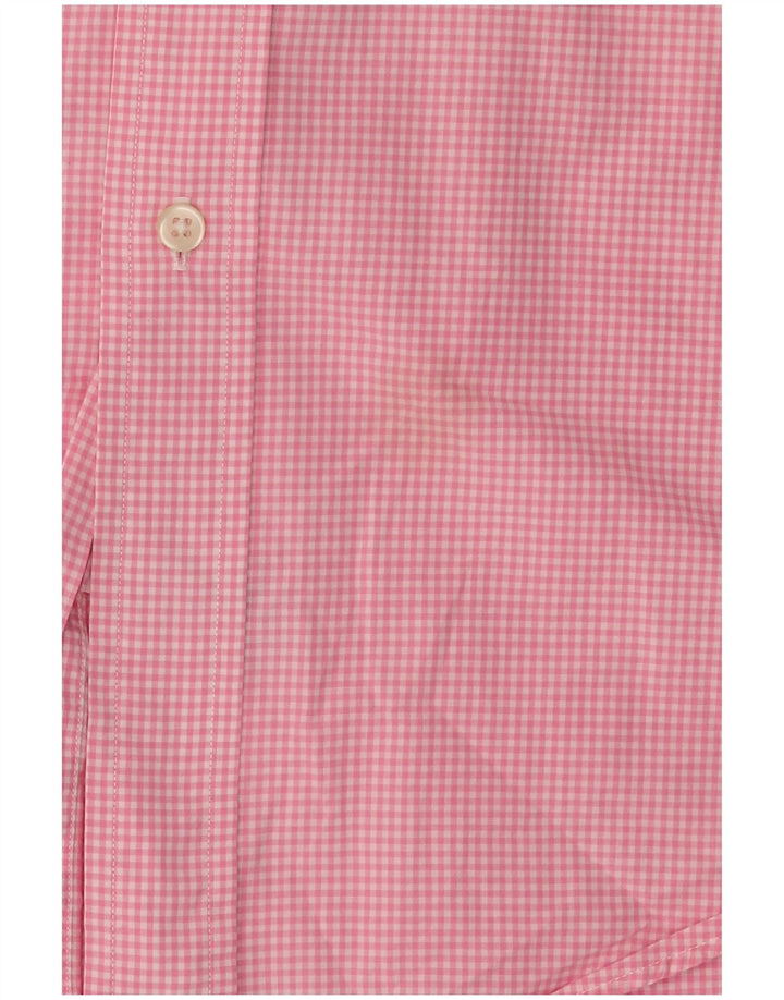 Camisa masculina Ralph Lauren com ajuste personalizado, algodão guingão rosa médio