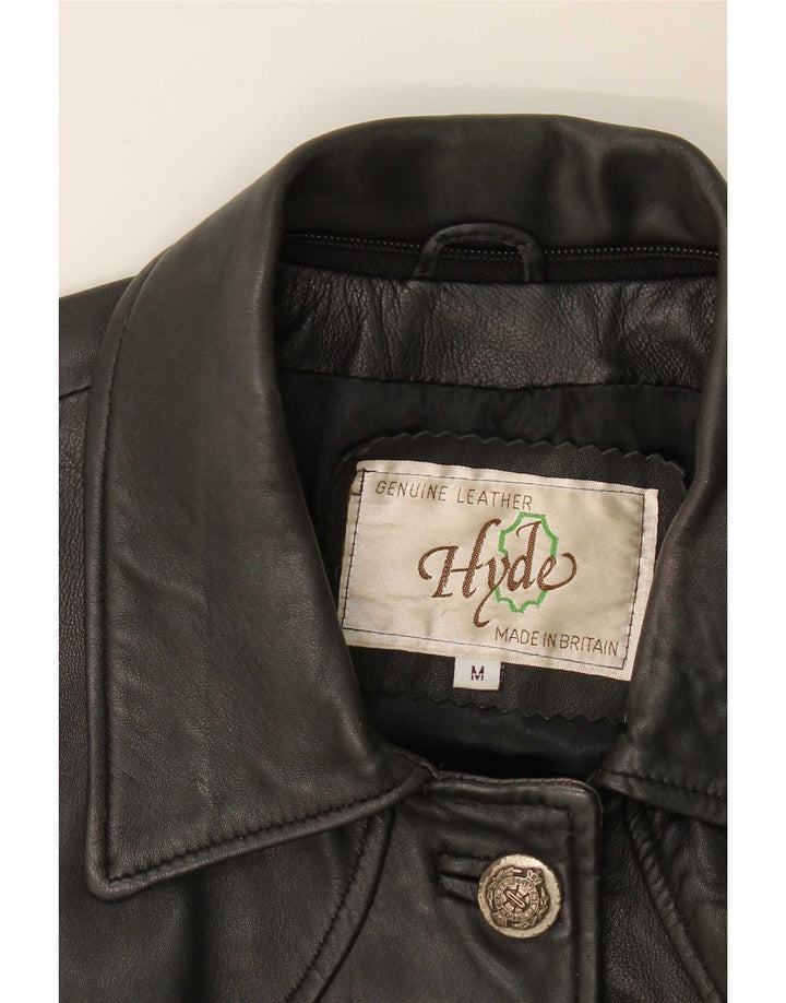 Casaco de couro feminino Hyde UK 14 médio preto