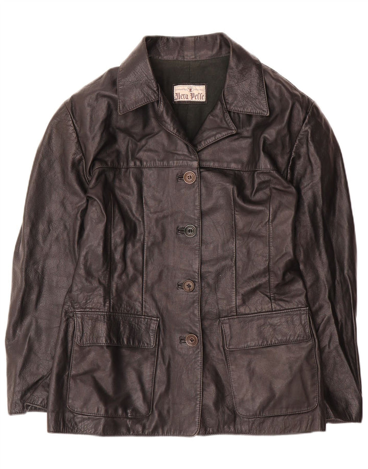 Jaqueta de couro feminina vintage IT 48 XL couro preto