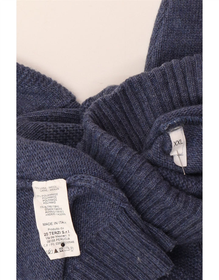 Suéter feminino SIR RAPHAEL com gola redonda Reino Unido 20 2XL lã azul marinho