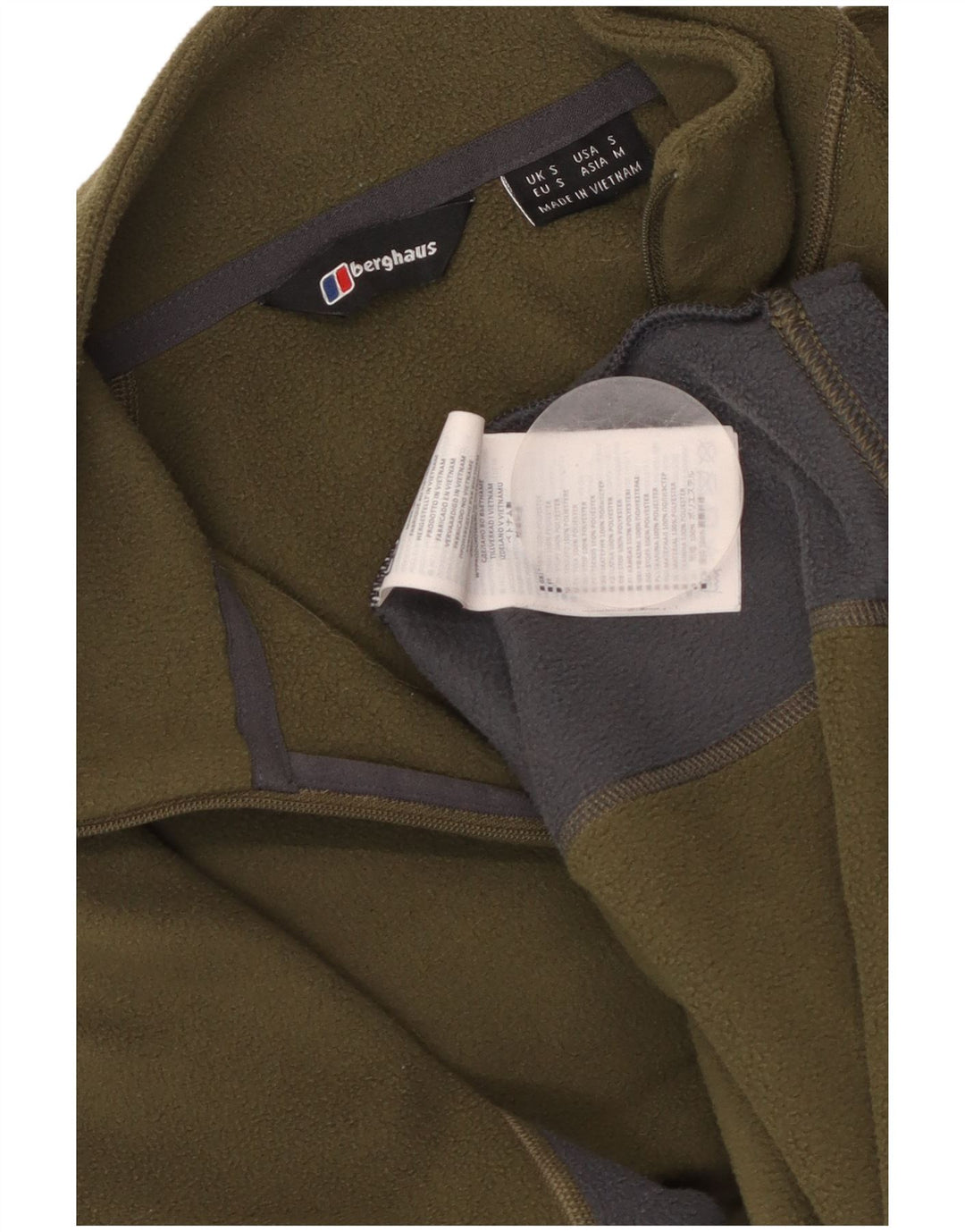 Suéter de lã masculino BERGHAUS com gola e zíper, pequeno, cáqui, colorido, poliéster