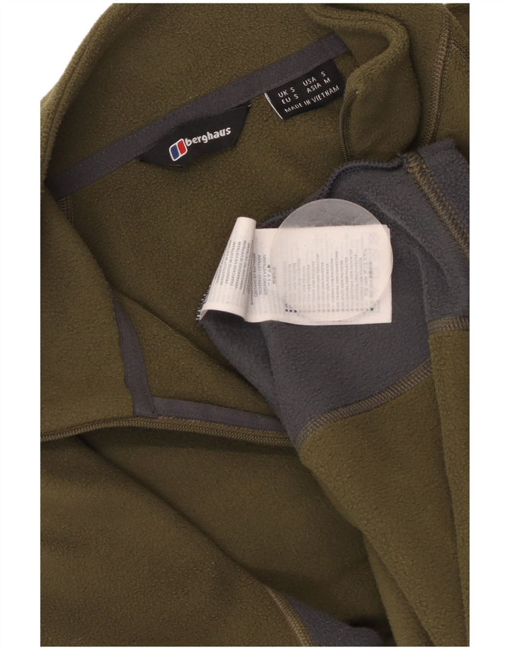 Suéter de lã masculino BERGHAUS com gola e zíper, pequeno, cáqui, colorido, poliéster