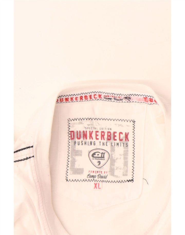 Camiseta gráfica masculina Camp David Top XL algodão branco