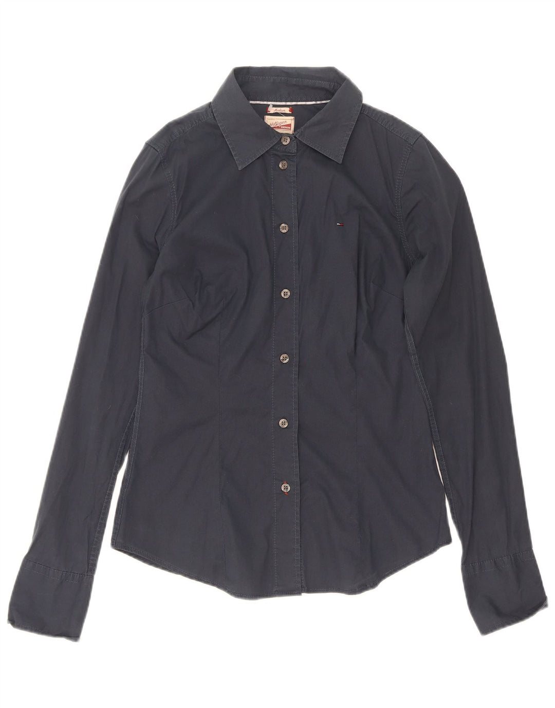 Camisa Tommy Hilfiger Feminina UK 12 Médio Algodão Azul Marinho