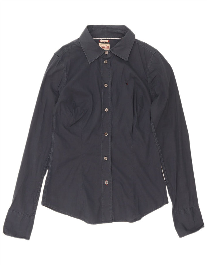 Camisa Tommy Hilfiger Feminina UK 12 Médio Algodão Azul Marinho