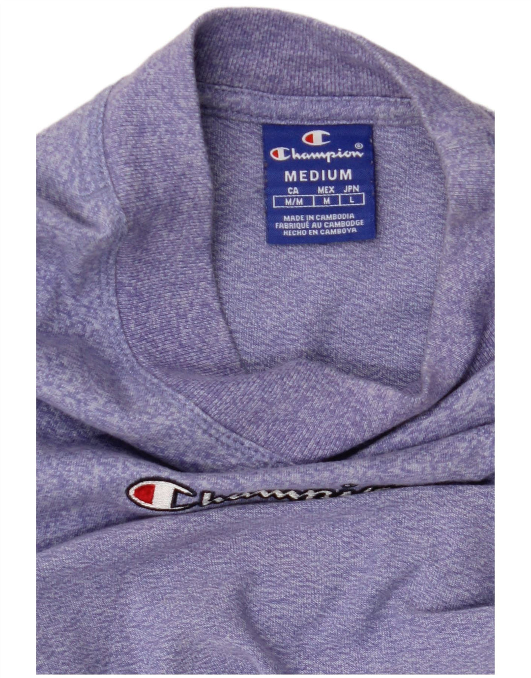 Camiseta feminina com estampa CHAMPION UK 12 médio roxo manchado