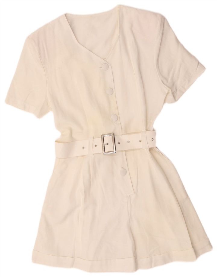 Macacão feminino vintage UK 12 viscose branca média