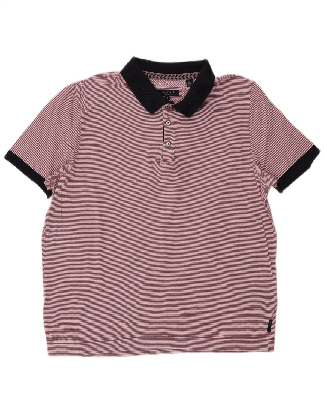 Camisa polo masculina TED BAKER tamanho 5 XL algodão listrado rosa