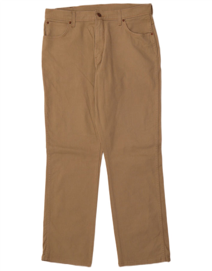 Calça feminina WRANGLER regular fit reta casual W36 L32 algodão bege