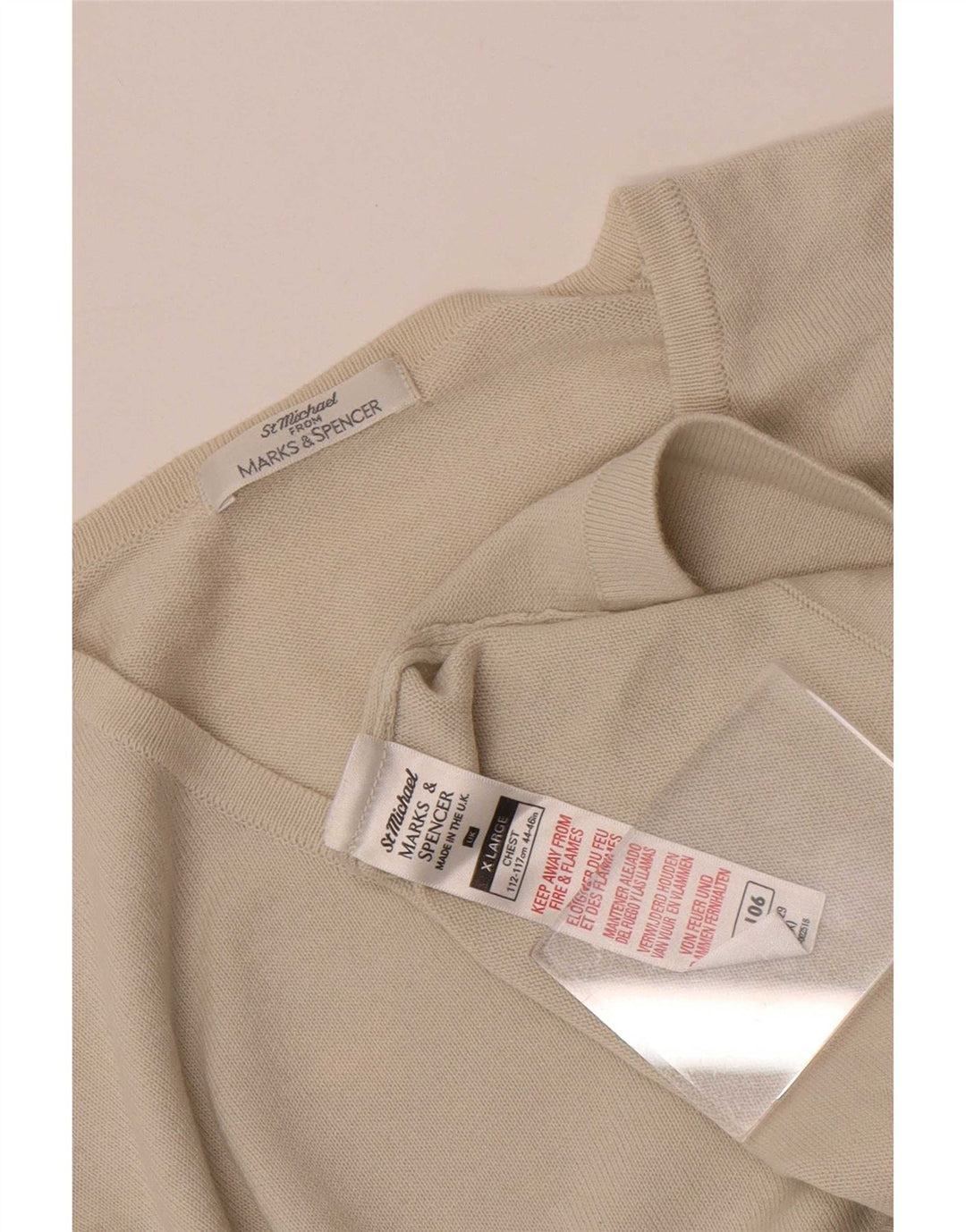 Top masculino Marks & Spencer manga comprida XL algodão bege
