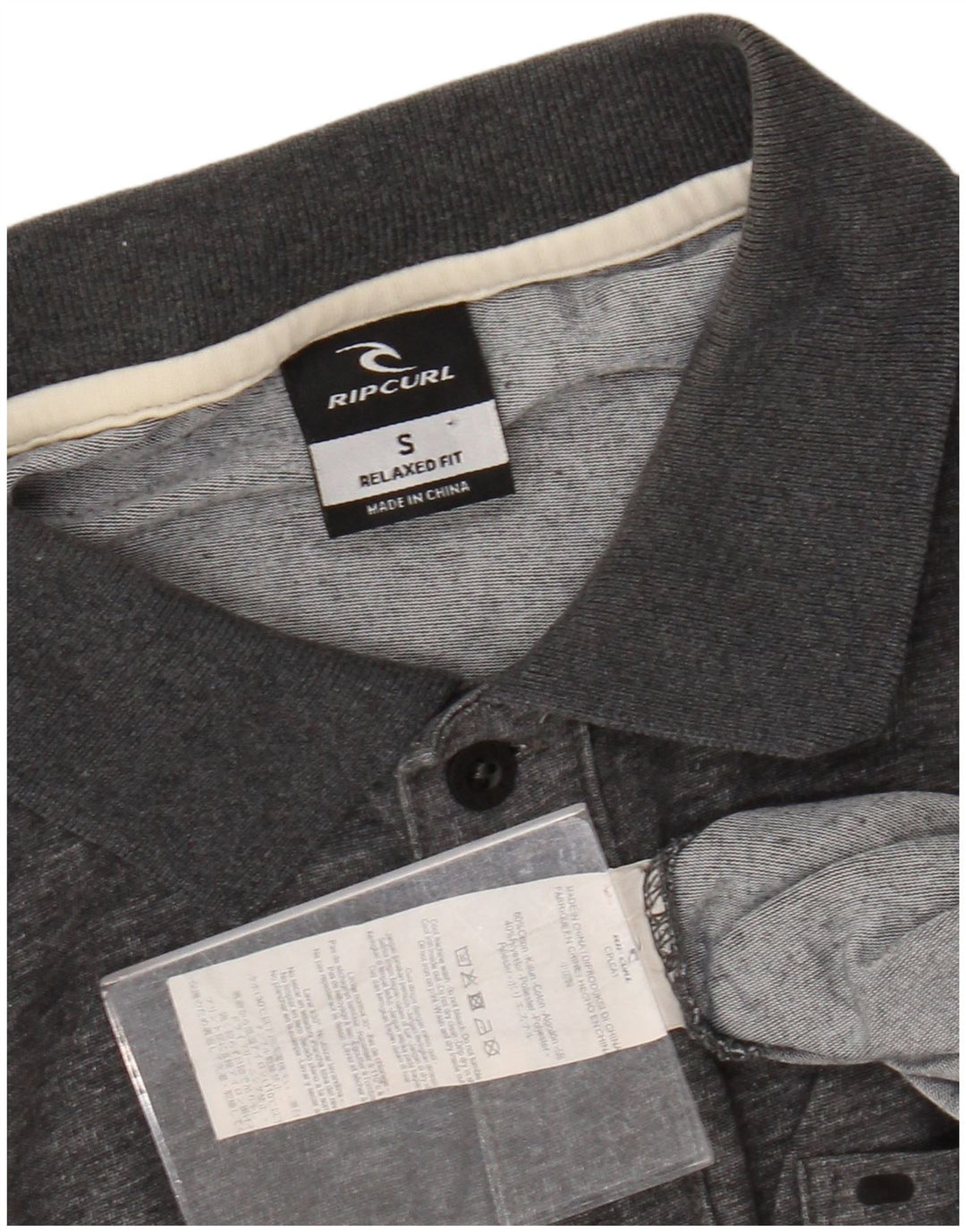 Camisa polo masculina RIP CURL com ajuste relaxado pequeno algodão cinza