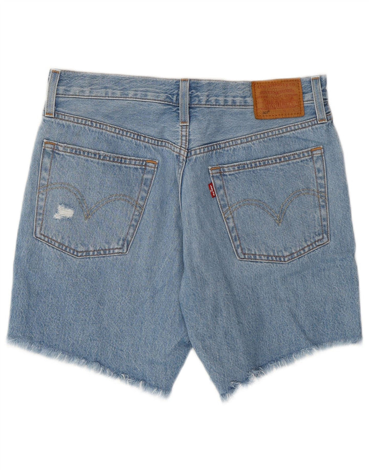 Shorts jeans feminino Levi's 501 desgastado W27 pequeno algodão azul