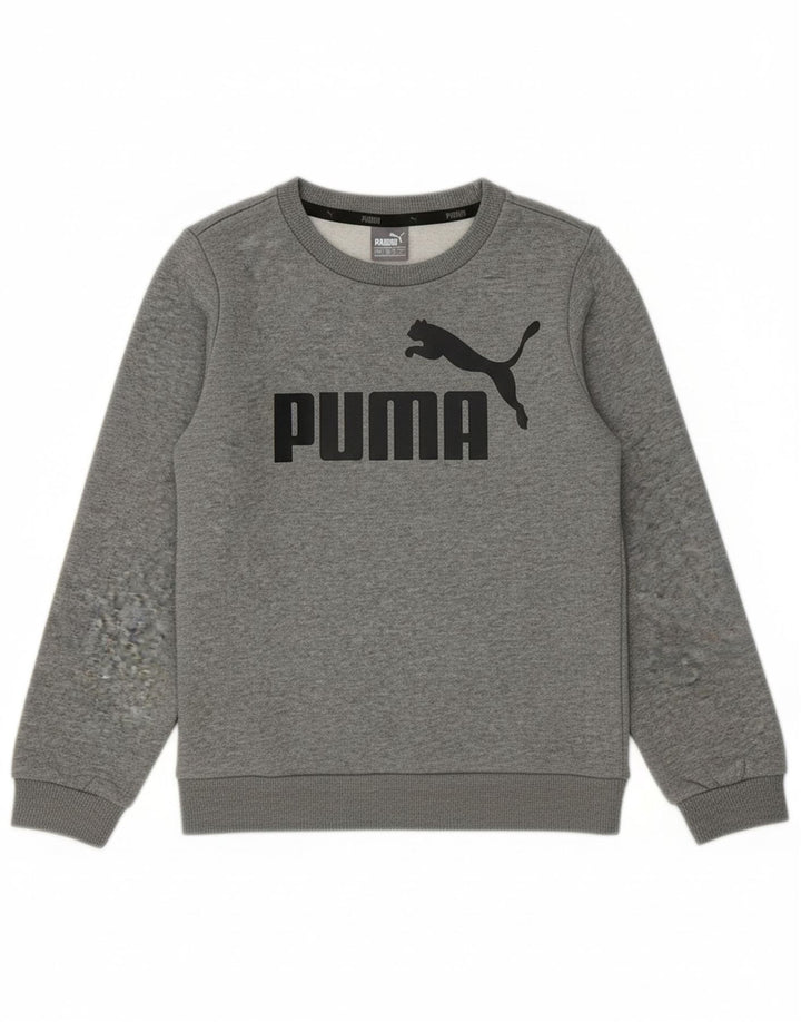 Moletom PUMA Boys Graphic Jumper 7-8 Anos Cinza Algodão