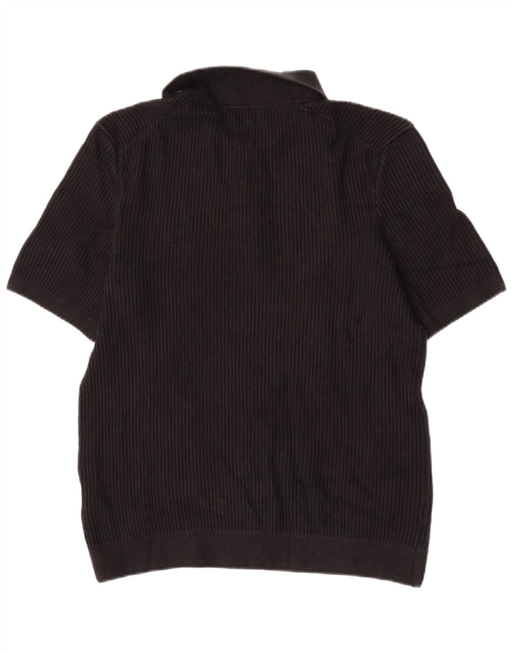 Camisa polo masculina regular Cos pequena de algodão preto