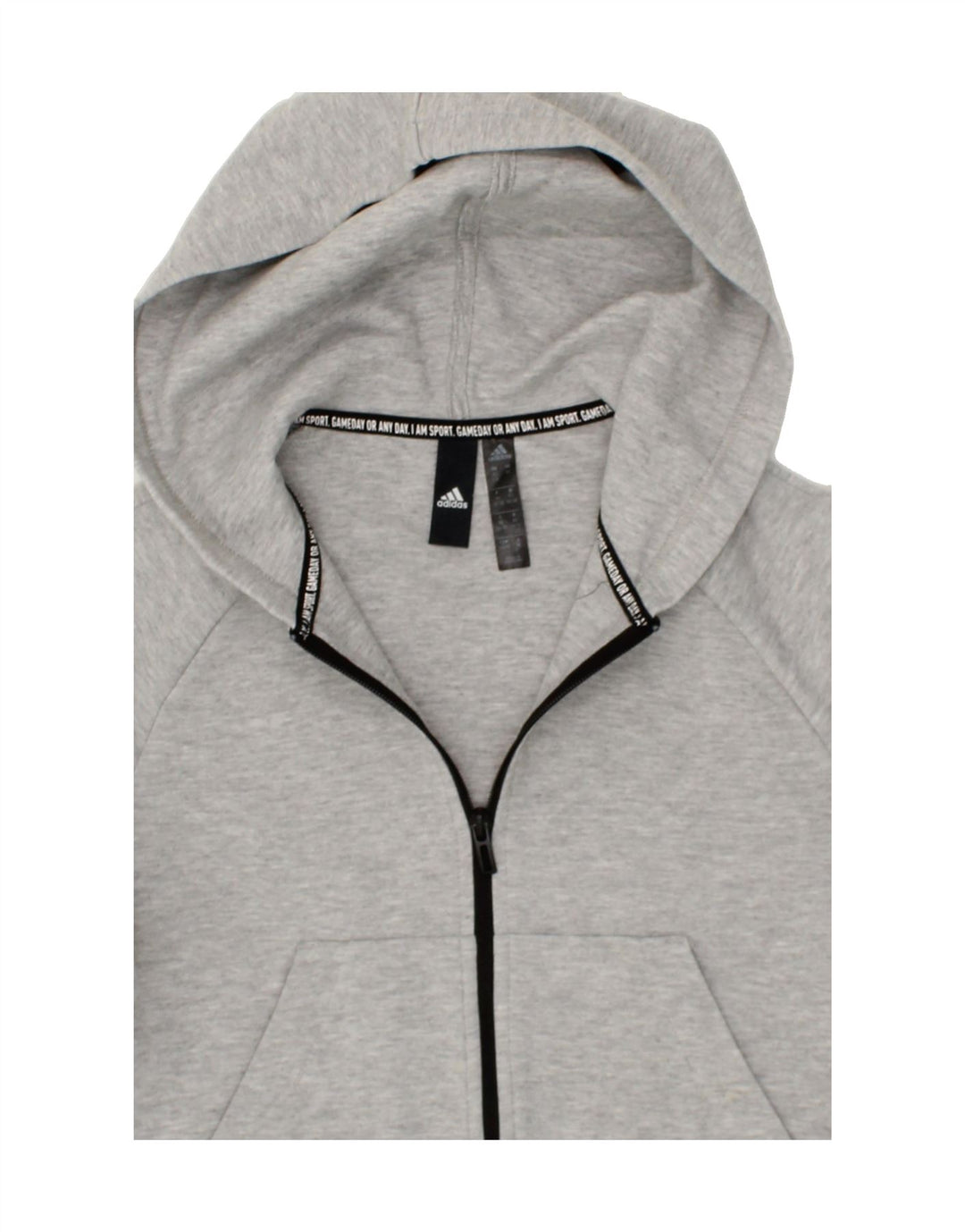 ADIDAS Girls Zip Hoodie Sweater 4-5 Years XS  Grey Cotton Vintage Adidas and Second-Hand Adidas from Messina Hembry 
