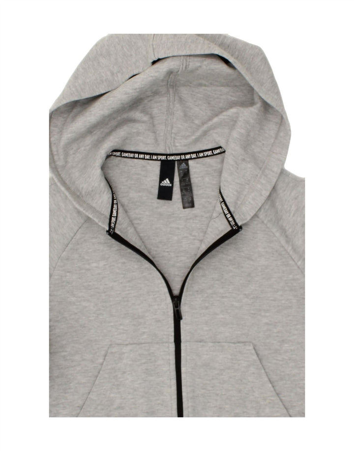 ADIDAS Girls Zip Hoodie Sweater 4-5 Years XS  Grey Cotton Vintage Adidas and Second-Hand Adidas from Messina Hembry 