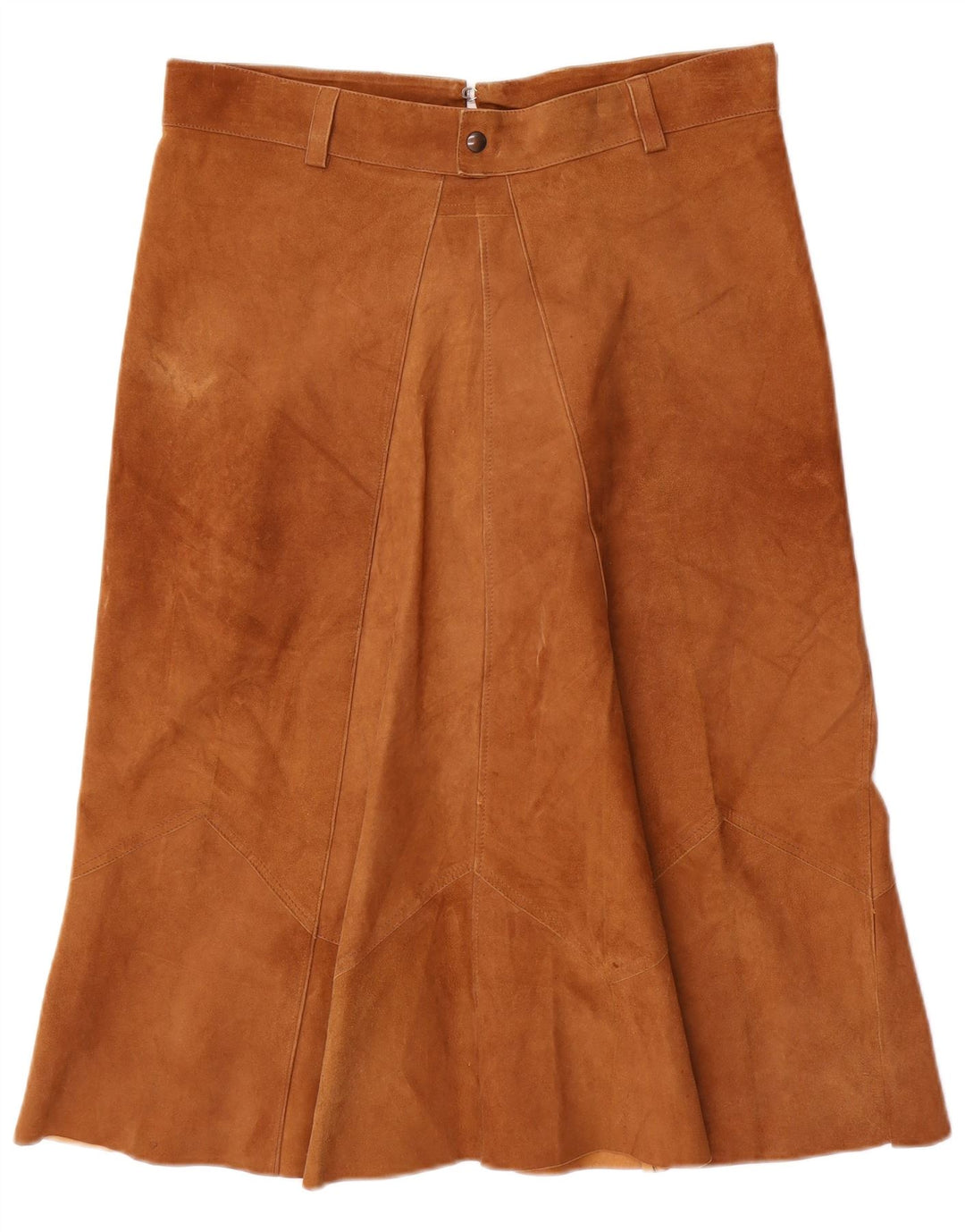 Saia feminina VINTAGE de camurça em linha A W32 grande marrom