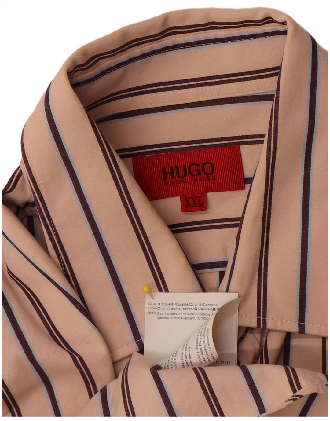 Camisa masculina Hugo Boss 2XL algodão listrado bege