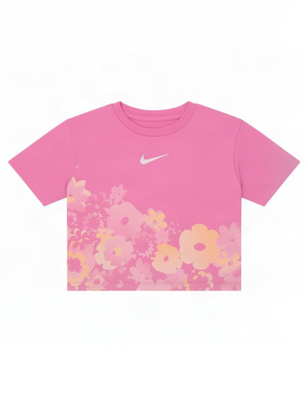 Camiseta Nike Meninas Top 2-3 Anos Rosa Floral Algodão