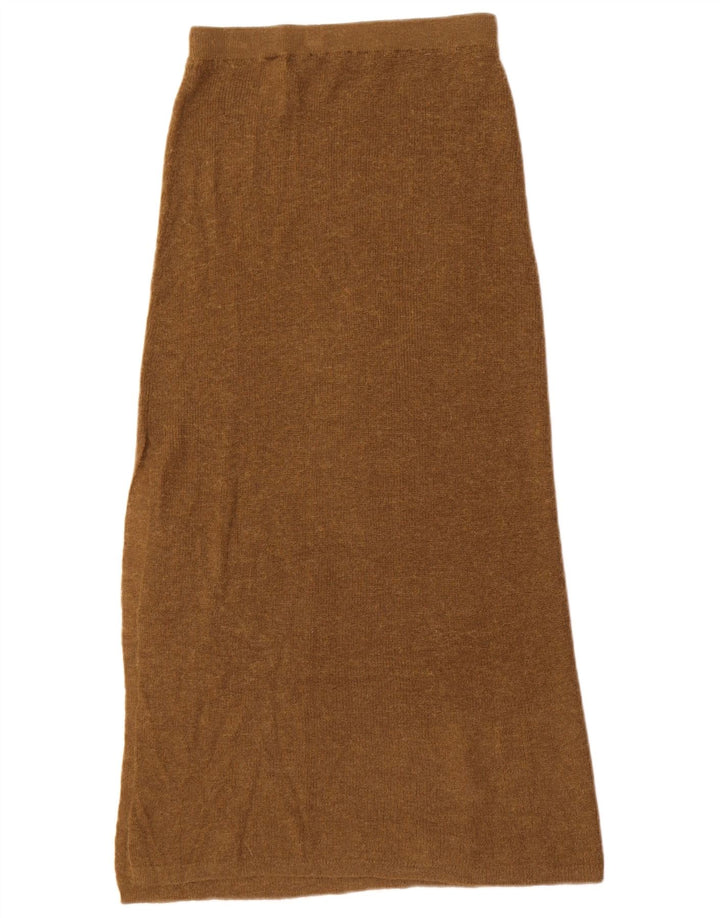 Saia maxi feminina Zara em malha pequena W26 marrom poliamida