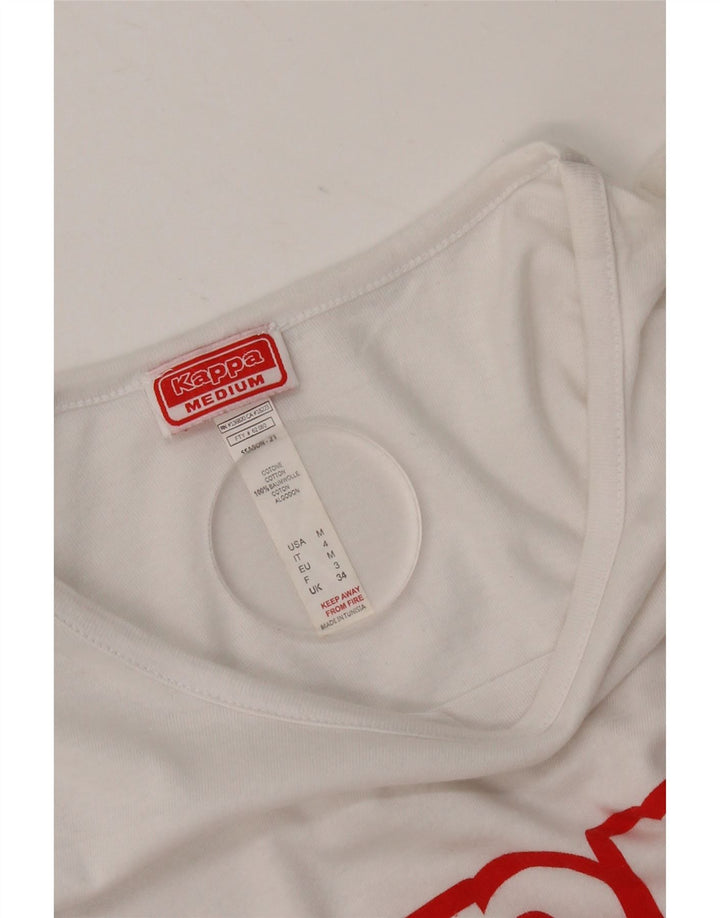 Camiseta feminina Kappa com estampa gráfica UK 14 algodão branco médio