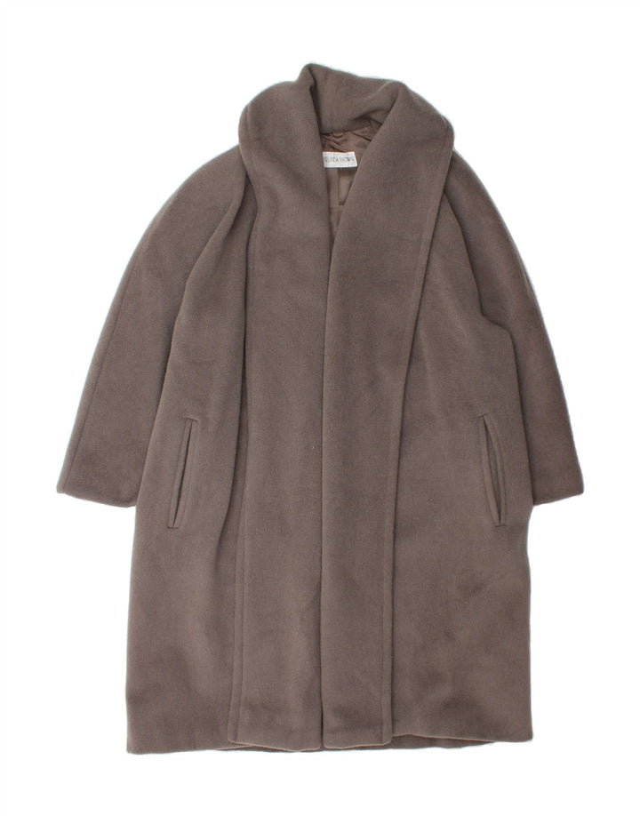 Sobretudo aberto grande feminino VINTAGE IT 44 lã de alpaca cinza médio