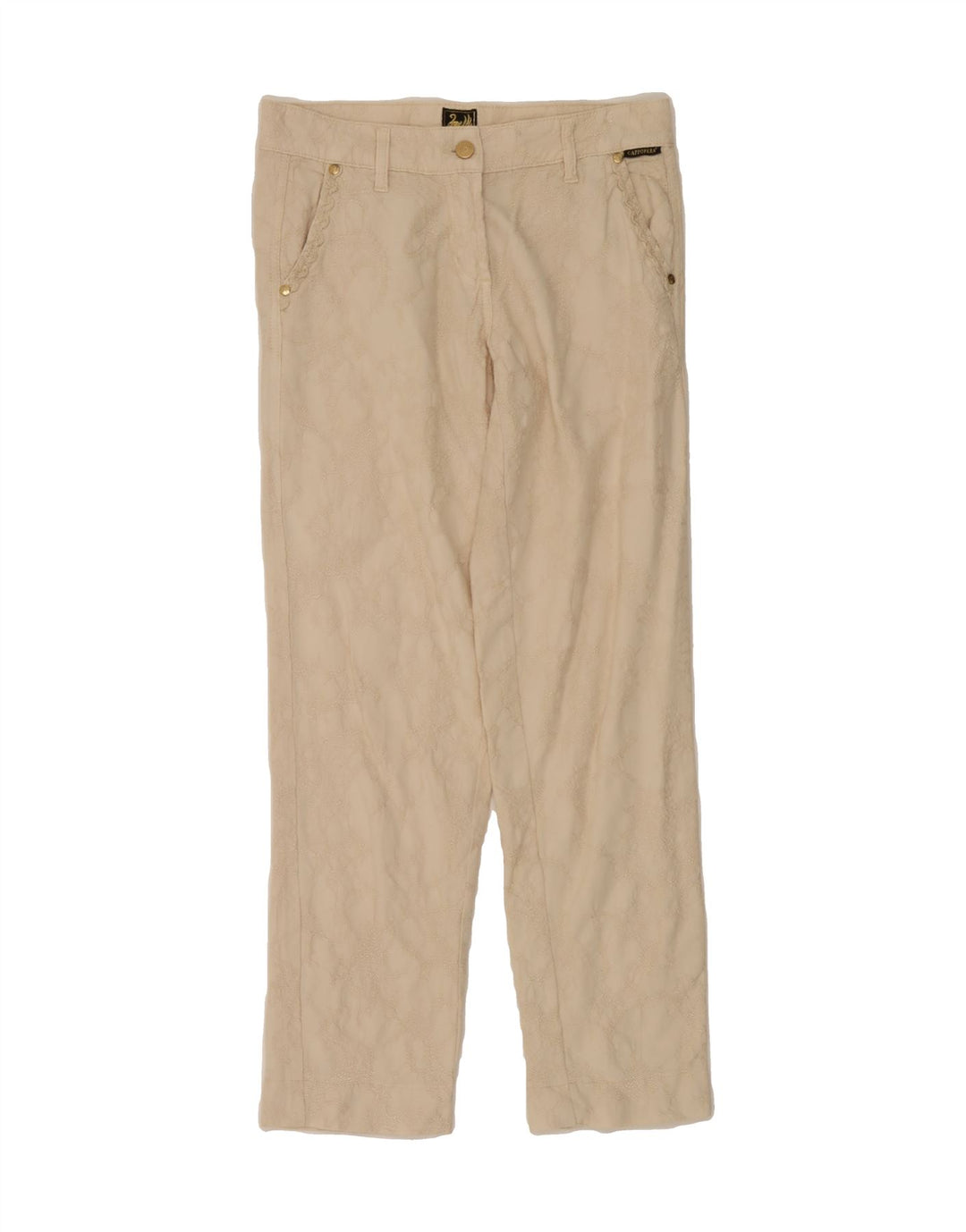 CAPPOPERA Womens Straight Casual Trousers W30 L28 Beige Floral Vintage Cappopera and Second-Hand Cappopera from Messina Hembry 