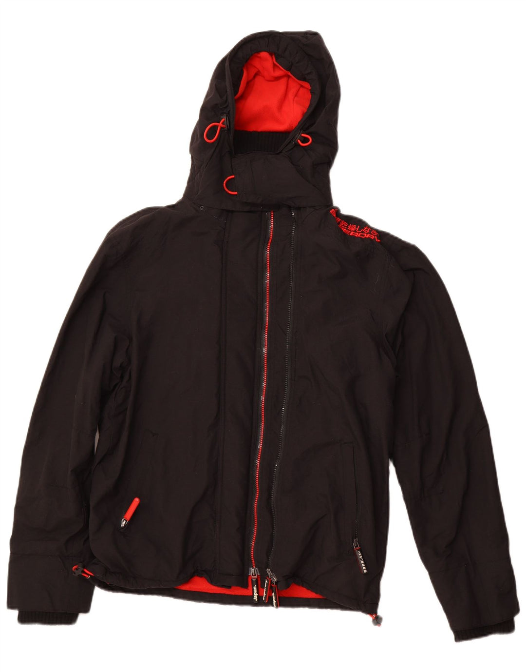 Jaqueta corta-vento masculina SUPERDRY The Windcheater com capuz Reino Unido 40 grande preta