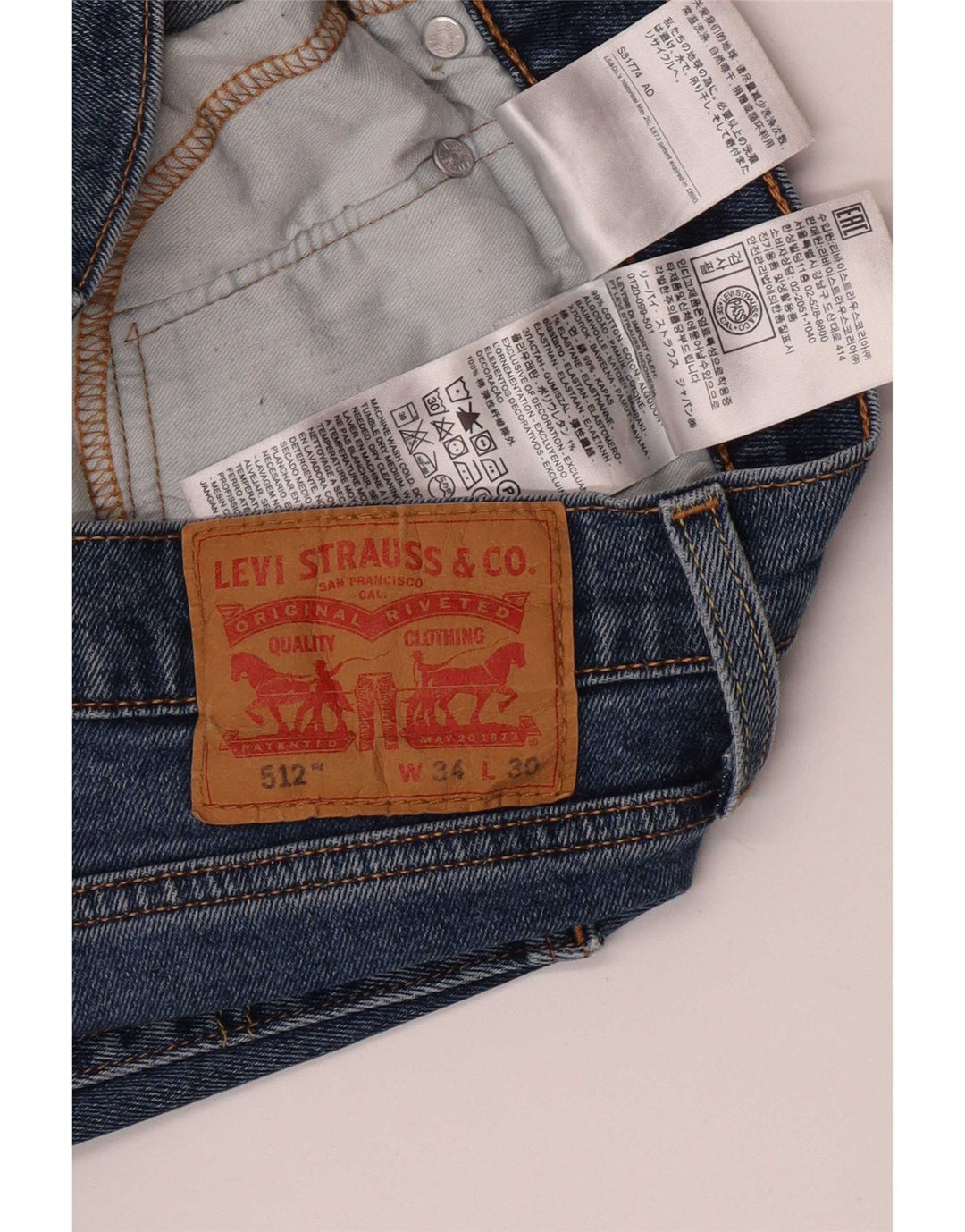 Calça Jeans Levis 512 Slim Masculina W34 L30 Azul Algodão
